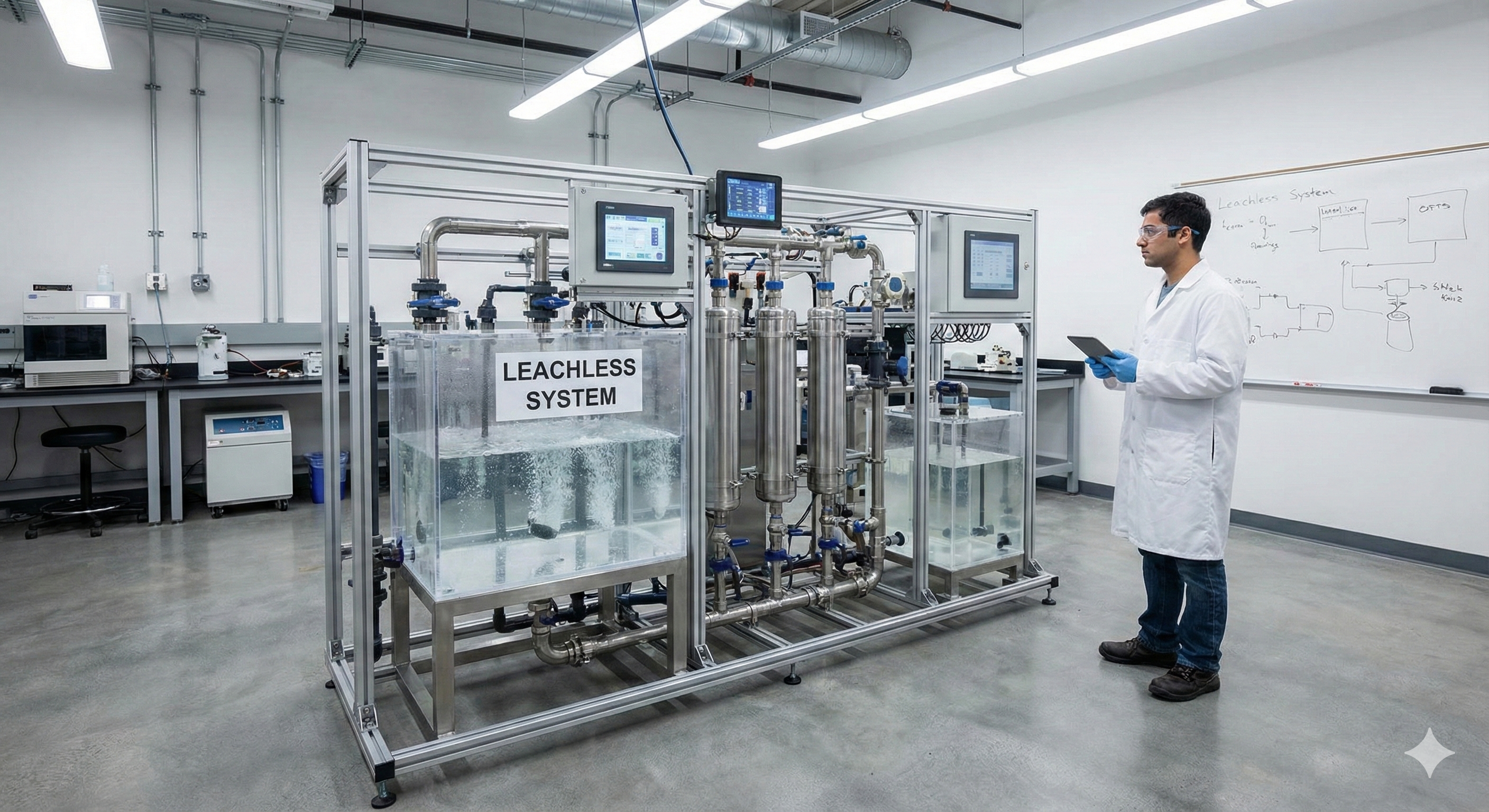 Diagrama del Sistema LEACHLESS - Evaporación con energías renovables y ósmosis directa